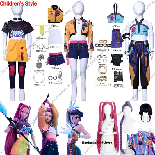 Huntrix K-Pop Dämonenjäger Mira Zoey Rumi Cosplay Kostüm Perücke Kinder Mädchen Uniformen Rollenspiel für Party Halloween Karneval Outfits